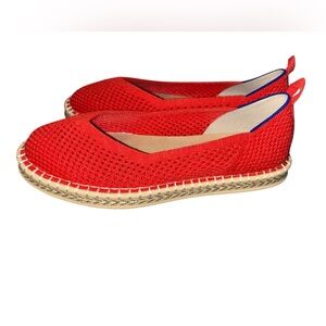 Rothy's The Espadrille Boardwalk Red Hot  Knit Flats Women's Size 8 Shoes